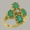 thumbnail image 2 of LBG British Made 10k Yellow Gold Cubic Zirconia & Emerald Womens Cluster Ring - 33 size options - Size 11.5, 2 of 6