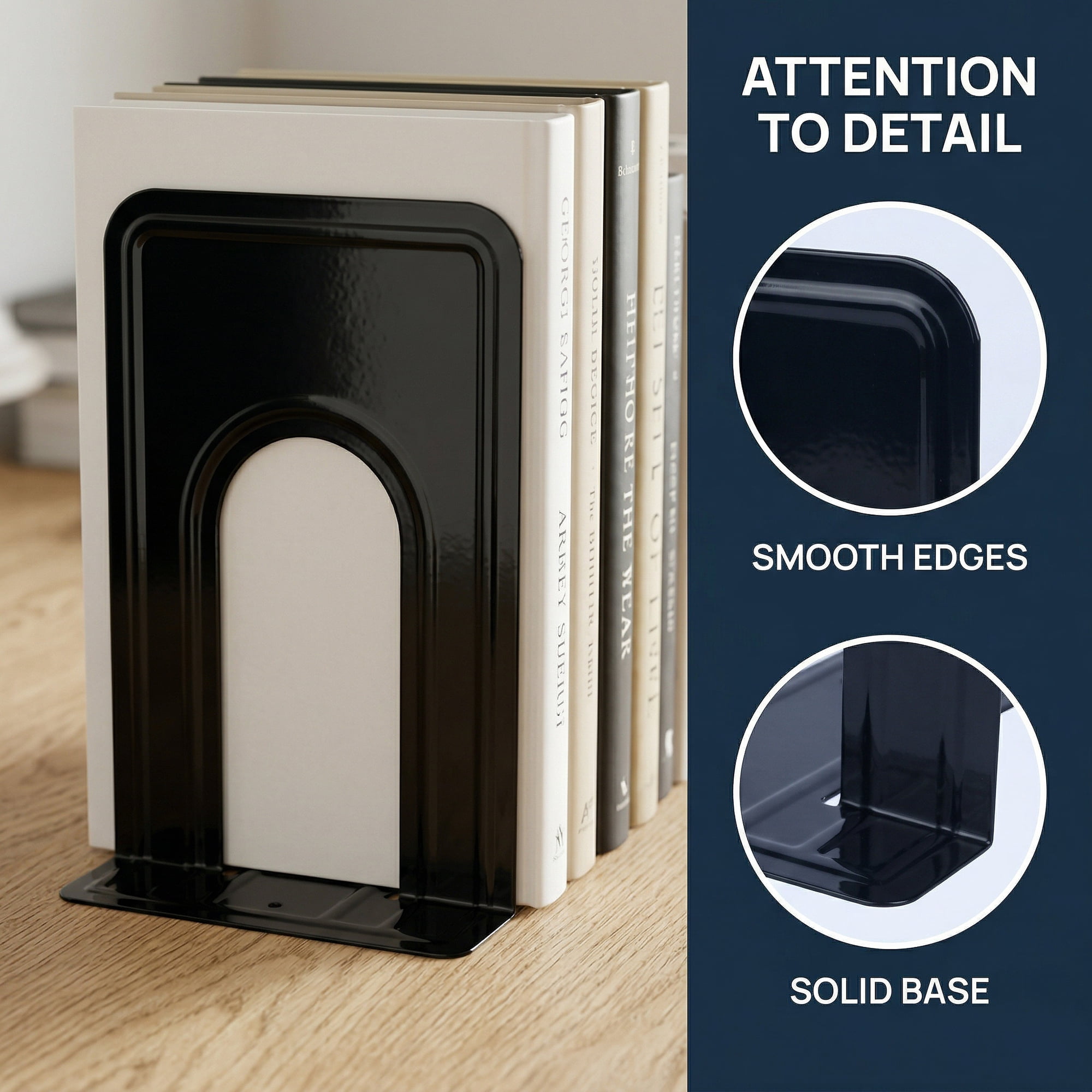Unique Bargains Expandable Iron Bookends with Compartments Black 5"L x 5.9"W x 7.5"H