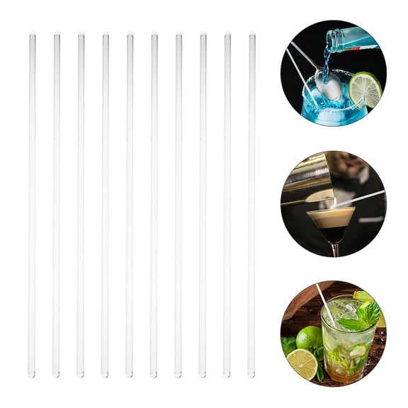 Luxshiny Transparent Glass Stirring Rods for Chemistry Lab and Kitchen Use, Set of 10 Mixing Sticks