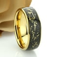 thumbnail image 3 of Men's Women's Tungsten Wedding Band Engagement Ring 8mm Yellow Gold IP Plated Domed Ring with Imitation Meteorite Inlay&nbsp;, 3 of 4