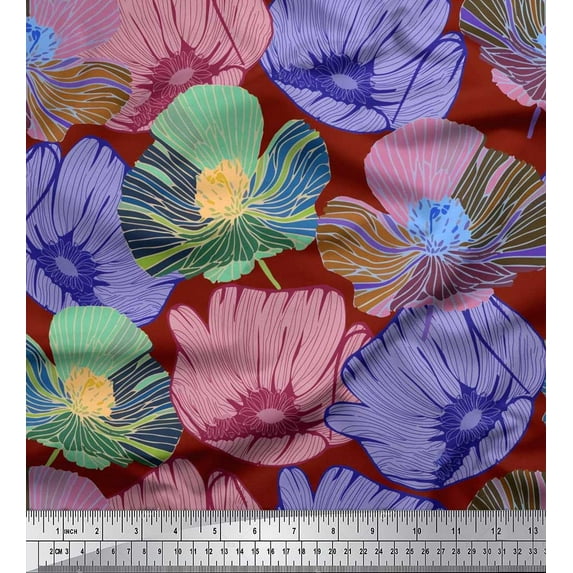 Soimoi Rayon Fabric Buttercup Floral Print Fabric by the Yard 56 Inch Wide