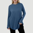 thumbnail image 2 of Women's Casual Loose Fit Long Sleeve Round Neck Thumb Hole T-Shirt Soft Comfortable Solid Color Pullover Top for Everyday Wear, 2 of 6