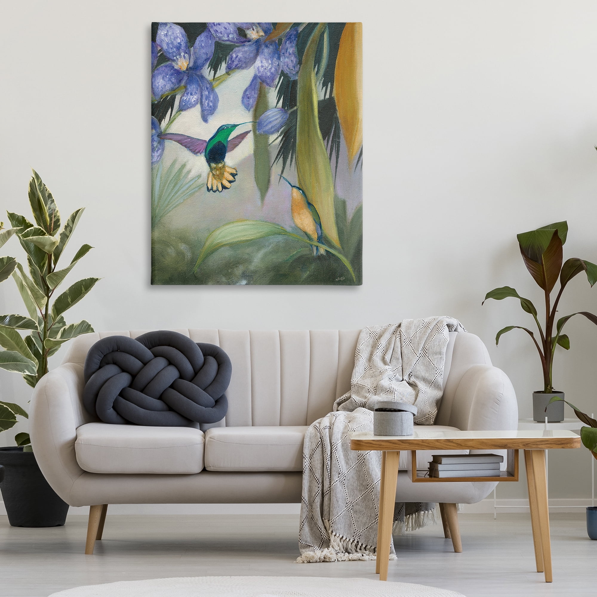 Stupell Industries Hummingbirds in Nature Landscape Painting Gallery Wrapped Canvas Art Print Wall Art, 36 x 48