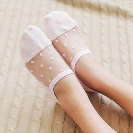 

Fashion Women Lace Socks Crystal Glass Silk Knit Transparent Summer Invisible Ankle Cute