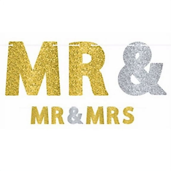 Gold Glitter Mr. & Mrs Letter Banner