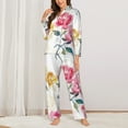 thumbnail image 3 of Disketp Pajamas Set Long Sleeve Sleepwear Womens Button Down Nightwear Pj Sets-Colorful Flowers, 3 of 9