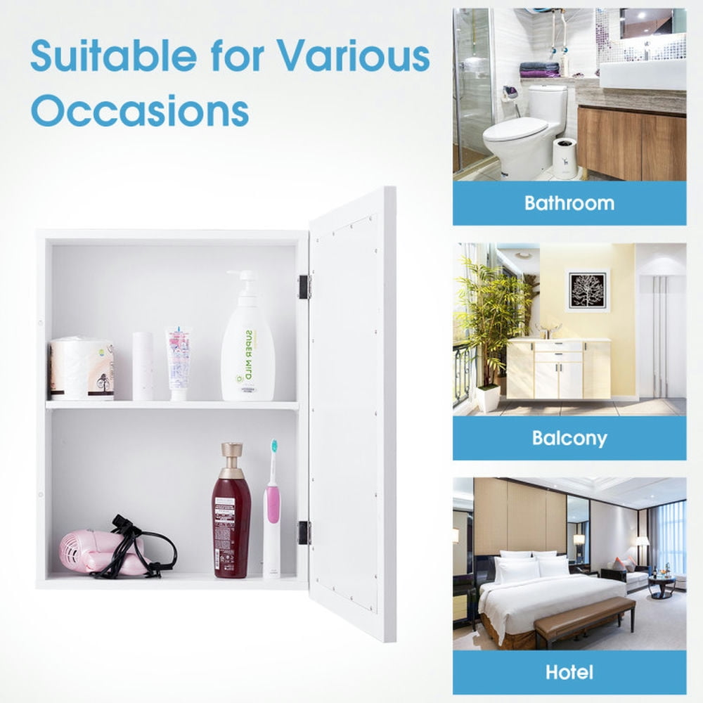 Finihen Bathroom Wall Cabinet, Wall Mounted Bathroom Mirror Cabinet, Wall Mounted Adjustable Medicine Storage Mirror Cabinet, for Bathroom, White Finihen Bathroom Wall Cabinet, Wall Mounted Bathroom Mirror Cabinet, Wall Mounted Adjustable Medicine Storage Mirror Cabinet, for Bathroom, White