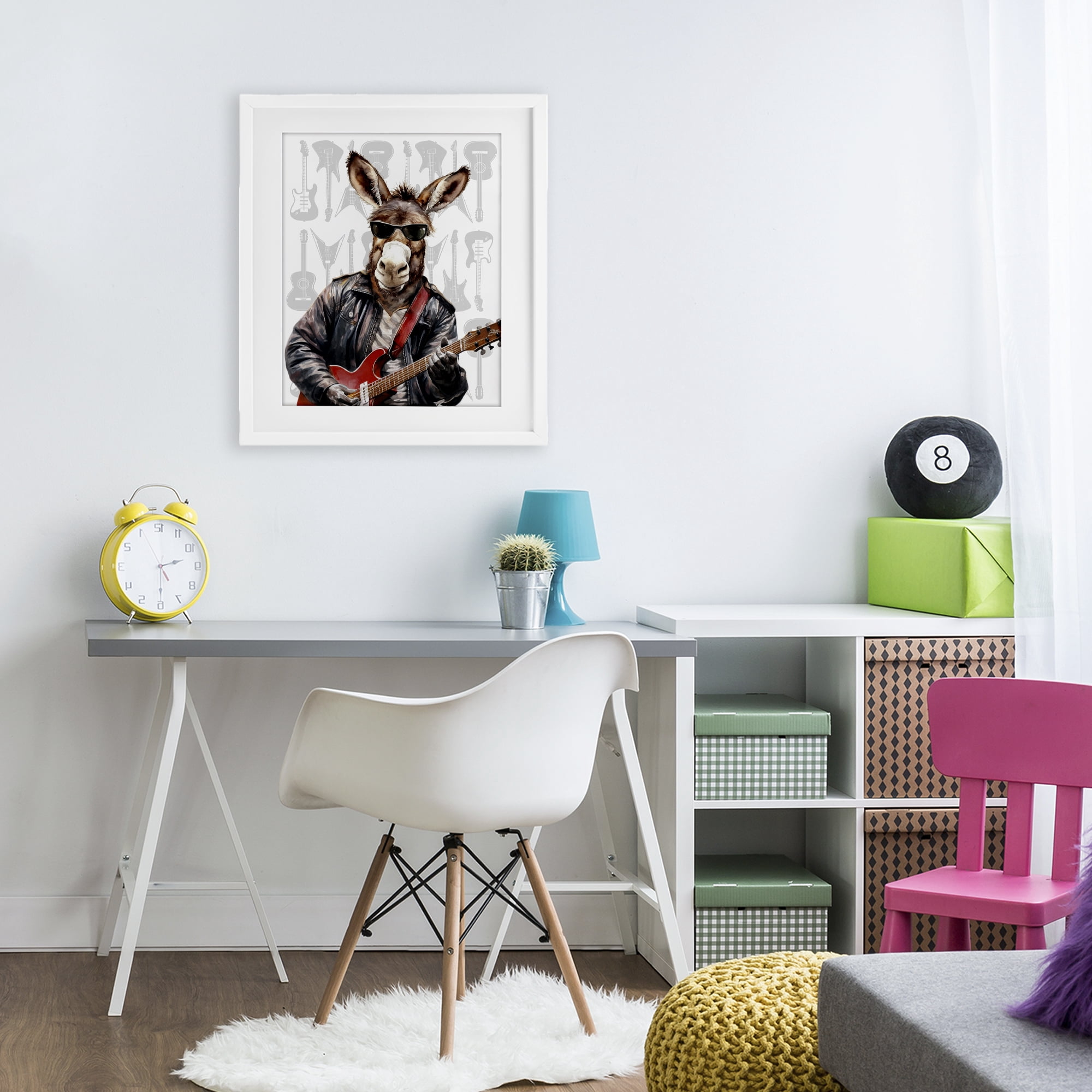 Stupell Industries Performing Musician Donkey White Framed Print Under Glass, design by CAD Designs
