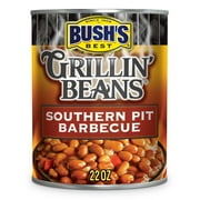 Bush's Grillin' Beans Southern Pit Barbeque, Plant-Based Protein, Canned Beans in Sweet & Smoky Sauce, 22 oz