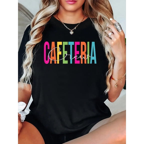 100% Cotton Cafeteria Crew Lunch Lady Back To School Lunch Lady Squad T-Shirt Women's Men's Graphic Tee Casual Tops