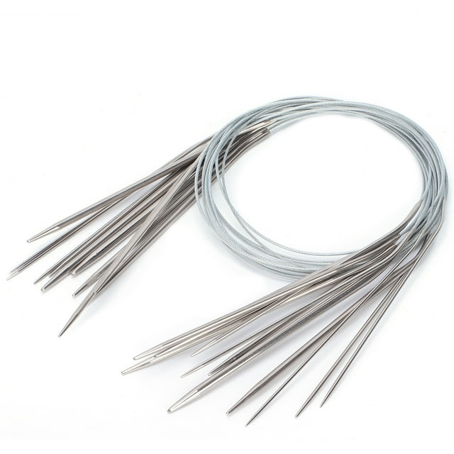 Smooth Stainless Steel Circular Knitting Needles Set, Durable Yarn Sliding Tips with Comfortable Grip for Basic Projects, Convenient Size Selection