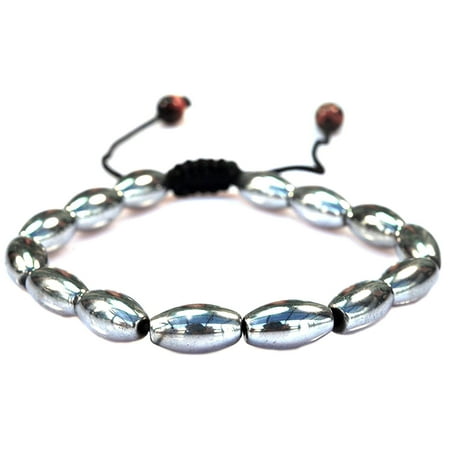 PURPLE WHALE Magnetic Silvertone Oval Mild Magnet Hematite Macrame Style Adjustable Bracelet with 2 tiger eye gemstones- for Healing and Energy or Arthritis Pain Releif -