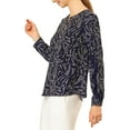 thumbnail image 5 of Allegra K Women's Floral Keyhole Organza Long Sleeve Ruffle Blouse, 5 of 7