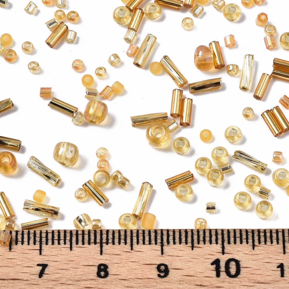 Glass Seed Beads Mixed Style Mixed Shapes Goldenrod 1~7x2~4mm Hole: 0.7~1mm about 450g/pound