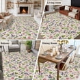 thumbnail image 5 of Pink Purple Leaves Area Rug 5x7 FT, Non Slip Bedroom Throw Carpet, Pastoral Botanical Wildflowers Beige Washable Soft Floor Carpet Non-Shedding Rug for Dining Room Bedside Classroom Desk, 5 of 9