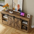thumbnail image 5 of Furmax 65 inch TV Stand Entertainment Center with Sliding Barn Doors and Storage,Rustic Oak, 5 of 8