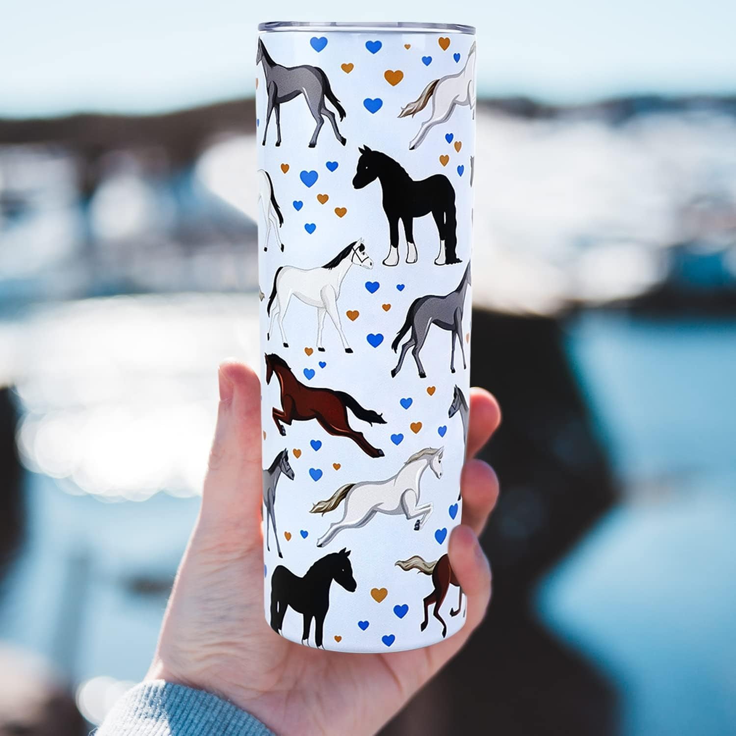 Horse Tumbler with Straw and Lid, Horse Gifts for Girls Women, Funny Horse Coffee Mug/Cup, Horse Stuff, Supplies, Accessories, Decor - Equestrian Gifts for Horse Lovers, Horse Owner Gift, Horse Cup