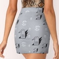 thumbnail image 6 of Birds And Eyes Steel Blue Women's skirt Mini Skirts A Line Skirt With Hide Pocket Bird Steel Blue Black White Pattern Seamless, 6 of 7