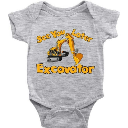 

See You Later Excavator Novetly Newborn Crawl Bodysuit Short Sleeve Baby Playsuit