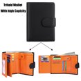 thumbnail image 4 of Small Wallet for Women Genuine Leather RFID Blocking ID WIndow Credit Card Holder - Black and Orange, 4 of 7