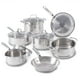 thumbnail image 1 of T-fal - Juego de utensilios de cocina de acero inoxidable, 11 piezas, inducci&oacute;n, apto para horno 500 F, juego de cocina con sartenes, cacerolas, sart&eacute;n, horno holand&eacute;s, 1 of 8