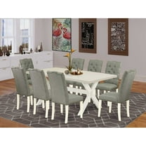 East West Furniture X026EN257-7 - 7-Piece Small Dining Table Set - 6 Padded Parson Chairs and a Rectangular Table Hardwood Structure