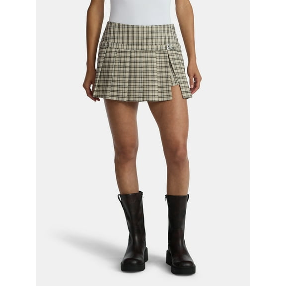 Madden NYC Women's Pleated Plaid Mini Skort, Sizes XXS-XXL