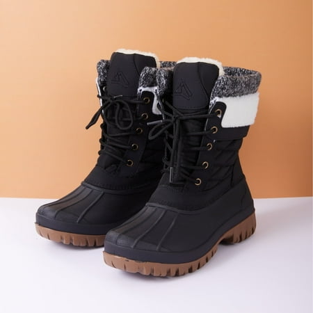 

Pennysue Women s Waterproof Snow Booties Black Warm Mid-Tube Winter Boots Size 10
