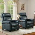 thumbnail image 2 of Bonzy Home Genuine leather Recliner Push Back Recline Chair with Classic and Traditional Armrests inlaid with Vintage Rivets, Navy, Set of 2, 2 of 6