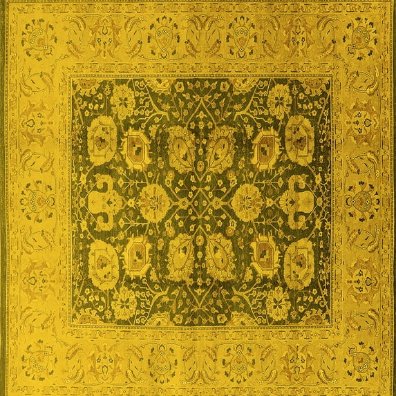 Ahgly Company Indoor Square Oriental Yellow Traditional Area Rugs, 8' Square