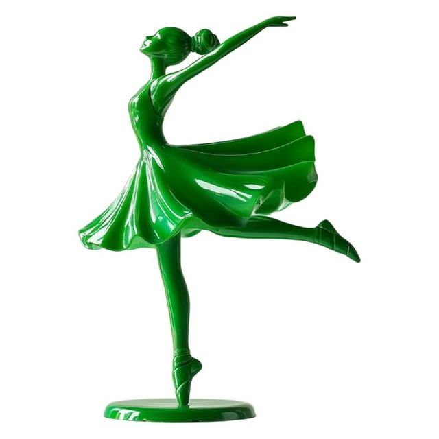 Adorno de bailarines de ballet verde | Elegante figurita para la decoración del hogar | Escultura de resina moderna de 6 pulgadas | Decoración artística de escritorio para los amantes de la danza