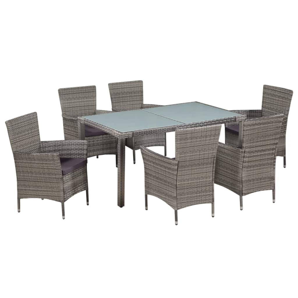 Kepooman Outdoor Patio Rattan Dining Table Set with Glass Table & Chairs, Set of 7, Grey Kepooman Outdoor Patio Rattan Dining Table Set with Glass Table & Chairs, Set of 7, Grey