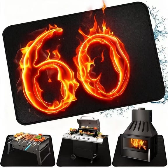 60*42in grill mats for outdoor grill，Large Under Grill Mat for Outdoor Charcoal, Flat Top, Smokers, Gas Grills, Fireproof Grill Pads, Indoor Fireplace Mat Prevents Ember Damage Wood Floor