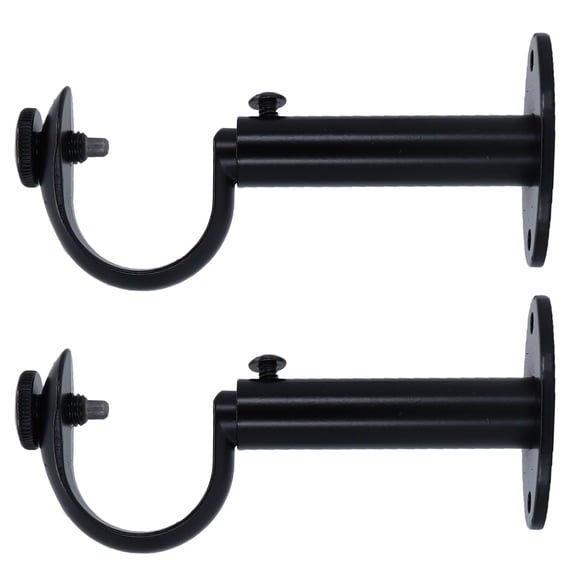 MERIVILLE Set of 2 Black Zinc Curtain Drapery Rod Bracket for 1 1/4" Rod, Adjustable