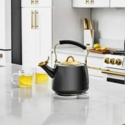 Thyme & Table Stainless Steel 1.8L Stovetop Tea Kettle - Black & Gold