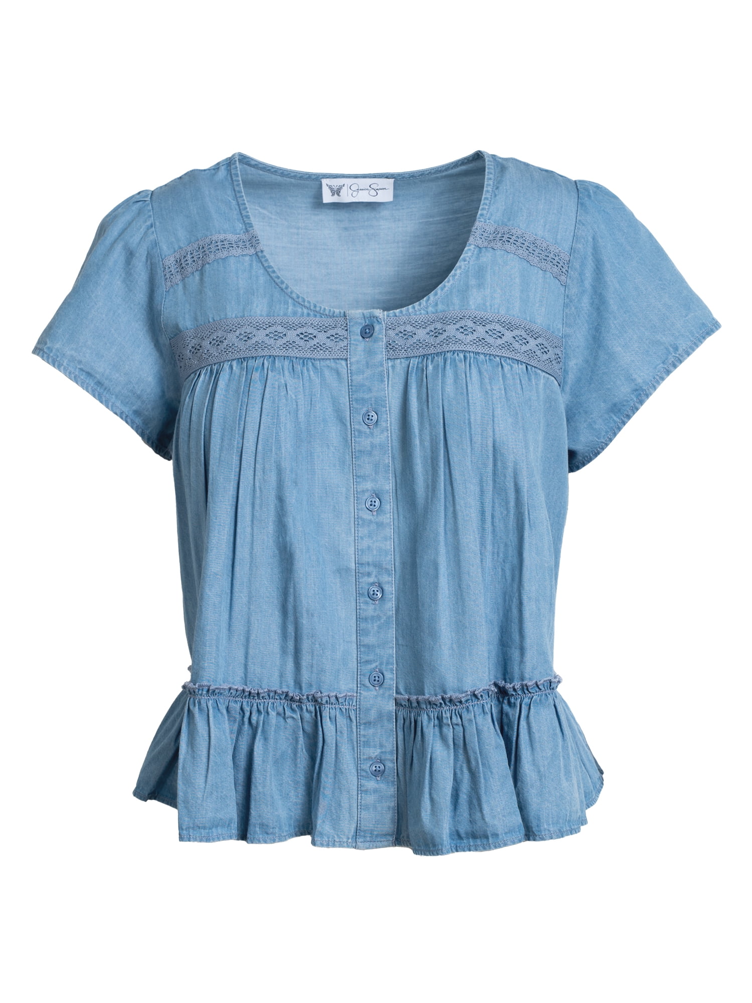 Jessica Simpson Women's Kamiya Cotton Peplum Hem Blouse, Sizes XS-XL