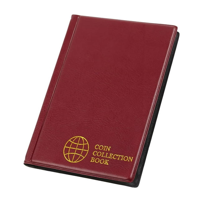Página de recolección de monedas, carpeta de organizador, 120 bolsillos, libro de almacenamiento de bolsillo para coleccionistas Pennies de sello de Rojo