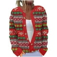 thumbnail image 2 of QATAINLAV Ladies Open Front Knitted Sweaters Loose Plus Size Button Up Cardigan Jackets Christmas Gifts, Red, XXXXL, 2 of 3