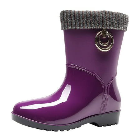 

Luiyenes Punk Style Mid Warm Snow Boots Women s Non-Slip Rain Boots Outdoor Water Shoes