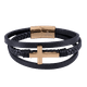 thumbnail image 1 of Pulsera Hombre LUCKMAN Cruz Piel Vegana Acero Inoxidable Modelo Saul Dorado UNITALLA, 1 of 6