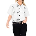 thumbnail image 3 of HAPPY BAY Women's Casual Hawaiian Short Sleeve Blouse Shirt Solid Button Down Dress Tops Tee Shirts Blouses for Women S plus-size Pearl, Palm Tree, 3 of 4