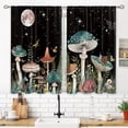 thumbnail image 3 of Green Black Mushroom Small Kitchen Curtains Botanical Window Treatment Moon Plant Cafe Short Window Curtains for Bathroom Dining Laundry Room Tier Treatment Drapes, 3 of 5
