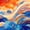 Orange Navy, variant on Castle Fairy Flat Rainbow Wave Twin Comforter Sets 2pcs,Smooth Curved Striped Seamless Bedding Set,Bright Pastel,Pink Reversible,1 Comforter and 1 Pillowcase