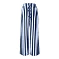 thumbnail image 5 of IYYVV Womens Summer Casual Striped Pants Loose Wide Leg Lounge Pants Elastic Waist Palazzo Trousers with Pockets Blue 2XL, 5 of 9