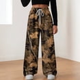 thumbnail image 2 of zaveiop Women's Y2K Camo Maple Leaf Print Sweatpants Baggy Hip Pop Elastic Waist Long Pants Streetwear (Brown, L), 2 of 9
