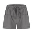 thumbnail image 5 of YUTK Plus Size Linen Shorts for Women Sale Womens Comfy Drawstring Casual Elastic Waist Pocket Solid Color Loose Shorts Pants Gray M, 5 of 7