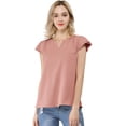 thumbnail image 1 of Camiseta Manga Tulipán Cuello En V Básico Para Mujer Rosa M, 1 of 5