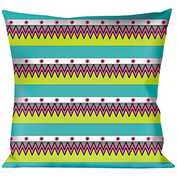 Buckle-Down Throw Pillow - Aztec 14 Seafoam Green White Pink Lime Green Black