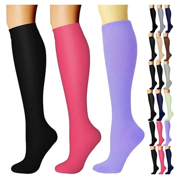 Women's Soft Stretch Knee High Socks, Breathable Nylon Long Socks for Casual Wear, Office, Travel and Daily Use, 3-Pack | VerBelle,Army Green 8-15.5