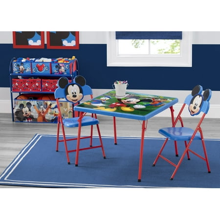 Disney Mickey Mouse 4-Piece Toddler Playroom Set by Delta Children - Includes Table & 2 Chair Set and Multi-Bin Toy Organizer